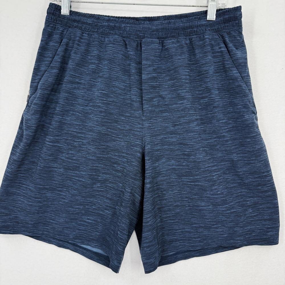Lululemon T.H.E. Short Mens Large Navy Space Dye 9 Inch Inseam Athletic Training